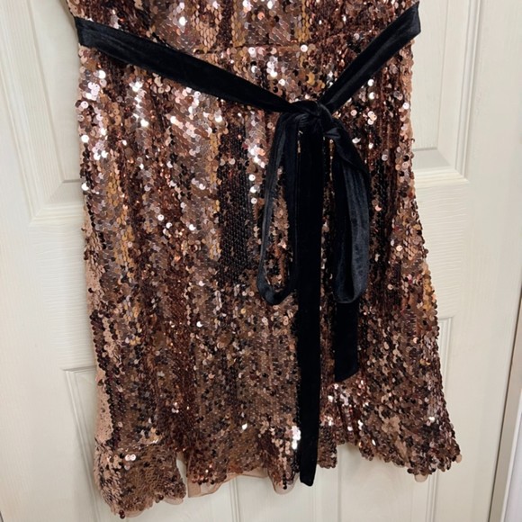NWT Free People Tribeca Holiday Sequins Bronze Cocktail Glam Dress Size 6 - Picture 9 of 11
